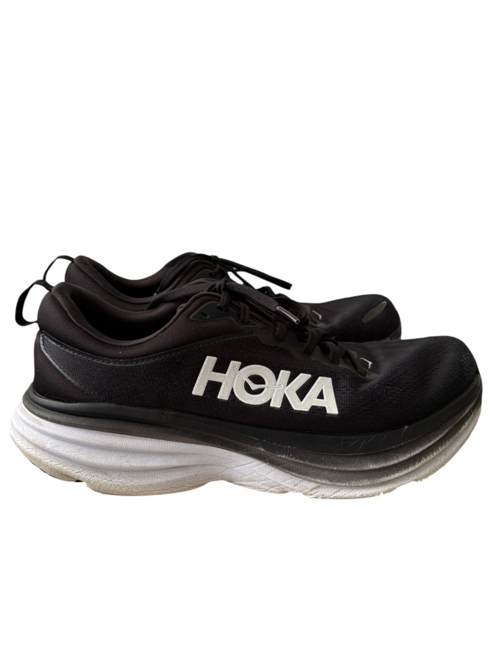 Hoka One One Bondi 8 Mens Size 12.5D Black White Athletic Running Shoes Sneakers